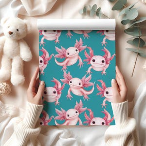 Axolotl Wrapping Paper Sheet – Cute Amphibian Gift Wrap for Birthday, Baby Shower, Kids Parties, Pet Lovers, Christmas & Special Occasions