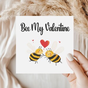 Bee My Valentine Greetings Card - Valentines Day Cards - Fun Typography Card Recycled Envelope Cardstock