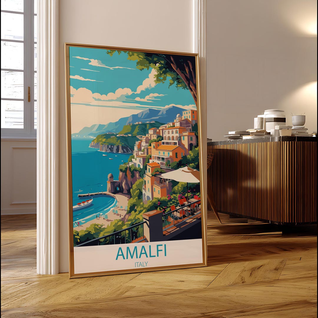Amalfi Italy Travel Poster Print | Vintage Amalfi Coast Wall Art ...
