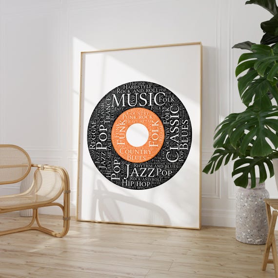 Music Genre Word Art Wall Print – Vinyl Record Style Poster