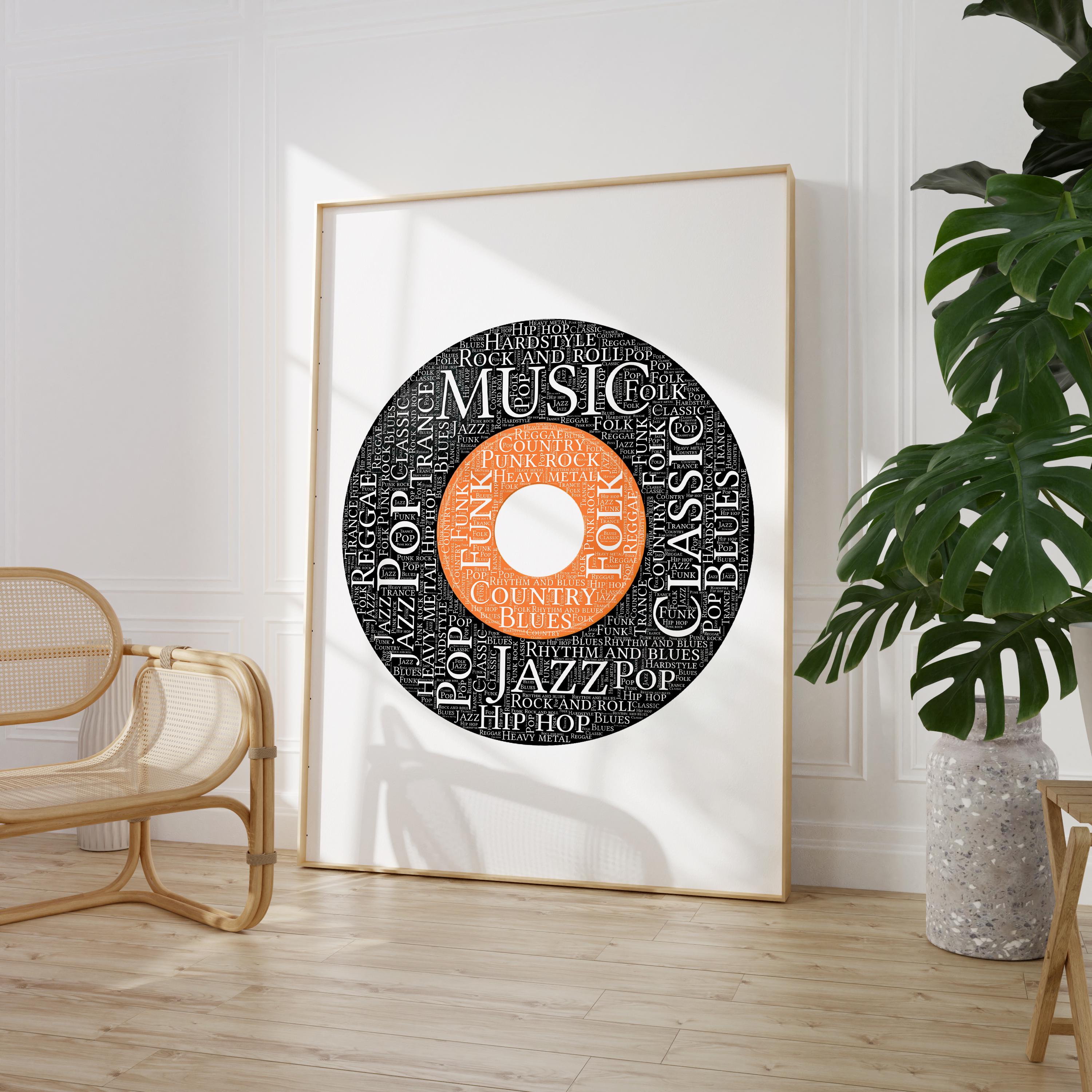 アート・デザイン・音楽 Design: Purpose, Form and Meaning Music Genre Word Art Wall Print – Vinyl Record Style Poster