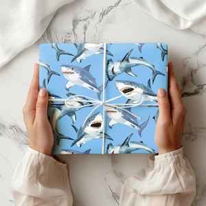 Shark Wrapping Paper Sheet – Fun Ocean Animal Gift Wrap for Kids Birthdays, Baby Showers, Sea Party Themes, Weddings & Special Occasions