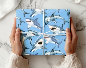 Shark Wrapping Paper Sheet – Fun Ocean Animal Gift Wrap for Kids Birthdays, Baby Showers, Sea Party Themes, Weddings & Special Occasions