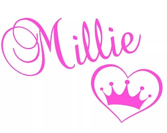 Personalised Name Vinyl Wall Sticker - Crown Kids Bedroom Walls Nursery Decal - Colourful Stickers - Custom Names