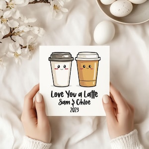 I Love You A Latte Personalised Greetings Card - Valentines Day, Anniversary Cards - Fun Typography Card Recycled Envelope Cardstock