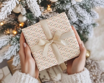 Christmas Lights Wrapping Paper Festive Holiday Gift Wrap Sheets Colorful String Light Print for Xmas Presents