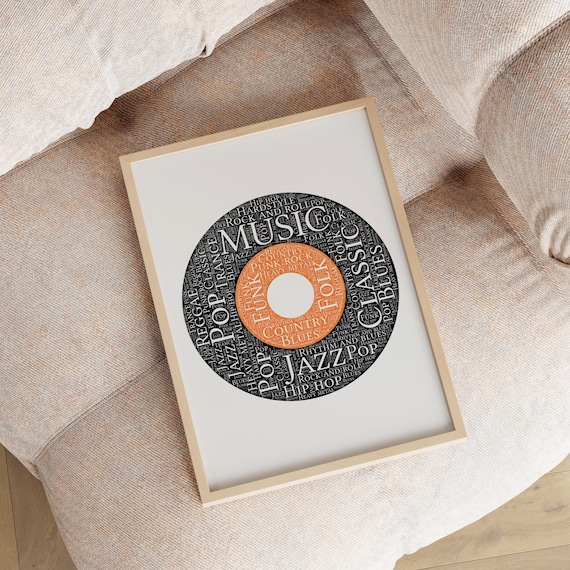Music Genre Word Art Wall Print – Vinyl Record Style Poster