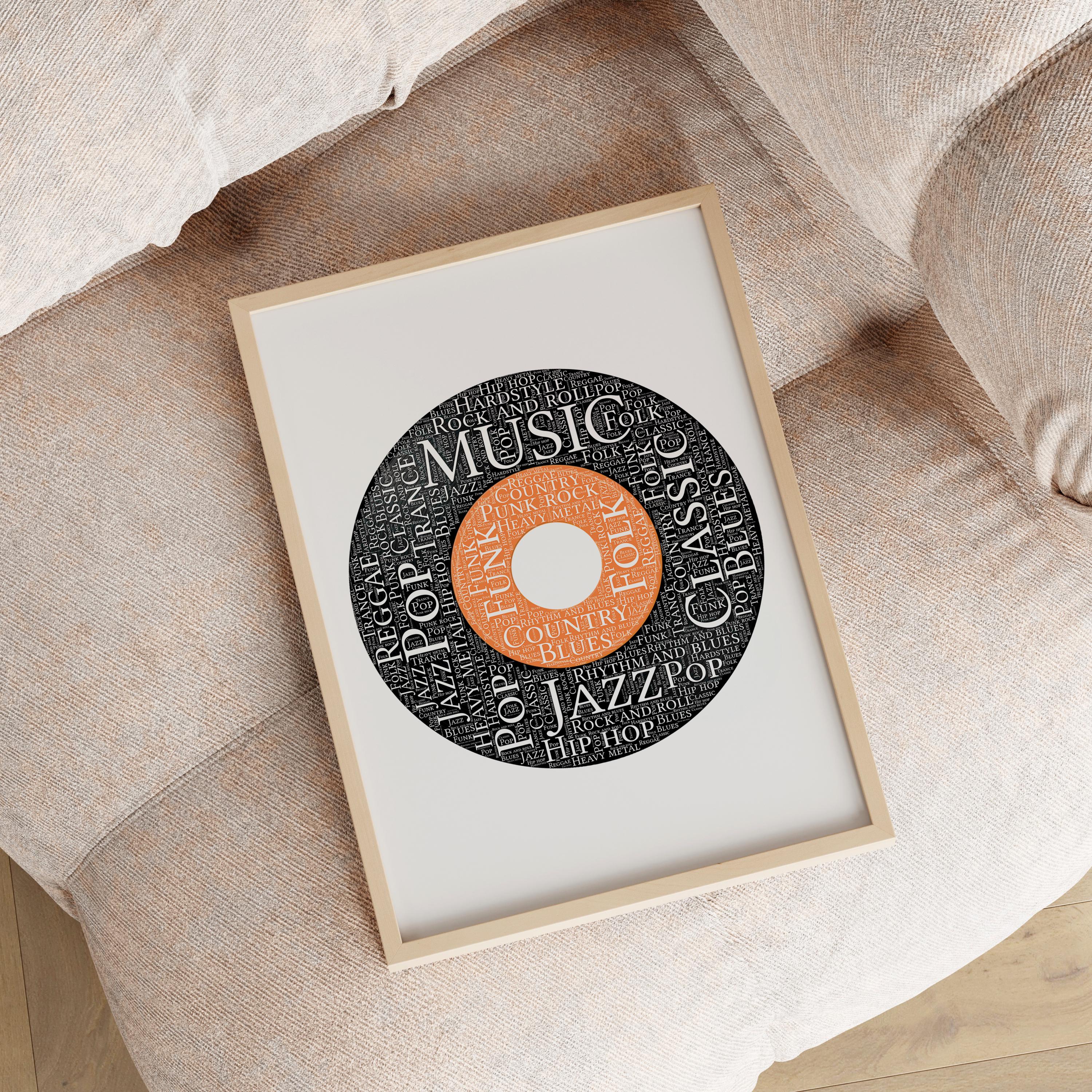 Music Genre Word Art Wall Print – Vinyl Record Style Poster