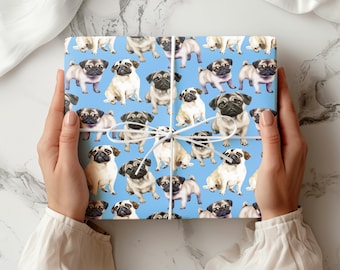 Funny Pug Wrapping Paper Sheet – Dog Lover Gift Wrap for Birthday, Baby Shower, Pet Parties, Christmas, Anniversaries & Special Occasions
