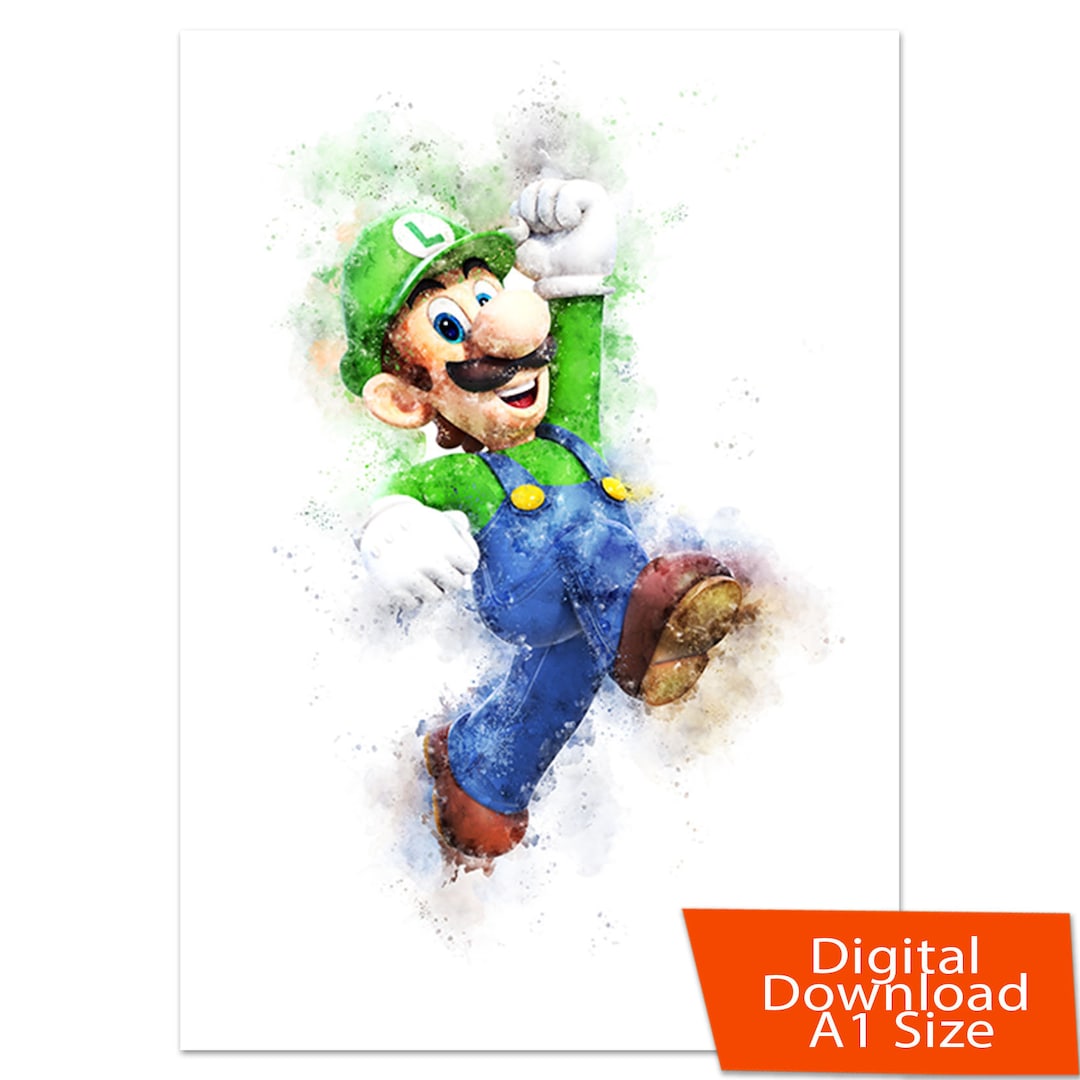 Luigi Character Watercolour Print Poster Digital Download File - Etsy