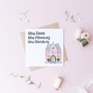 New Home Greetings Card - Moving Day Cards - Fun Typography Card Recycled Envelope Cardstock