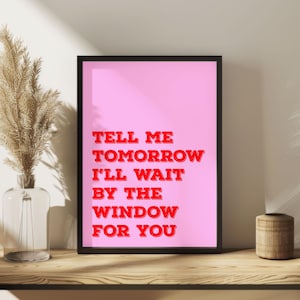 Tell Me Tomorrow Wall Art Print – Song Lyric Poster | Bold Retro Quote Art | Mustard Yellow on Navy | Music Lover Gift