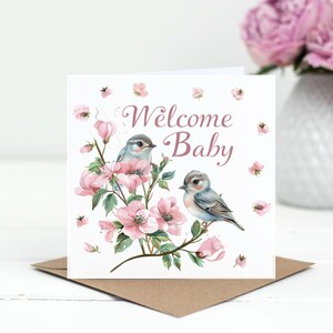 Welcome Baby Greetings Card - New Baby Cards - Typography Card Recycled Envelope Cardstock New Parents