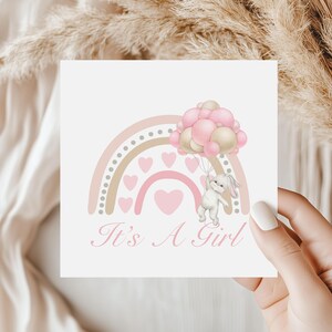 It's A Girl Greetings Card - New Baby Cards - Typography Card Recycled Envelope Cardstock New Parents