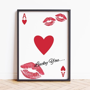 Lucky You Kisses Hartenaas Print Poster Wall Art A1 A2 A3 A4 A5 A6 Maxi Home Decor ingelijste kunstwerken Trendy kaartposter