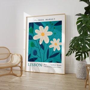 Lisbon Flower Market Poster Wall Art A1 A2 A3 A4 A5 A6 Maxi Home Decor Unframed Art Work Vintage Colourful Floral