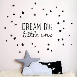 Dream Big Little One Vinyl Wandaufkleber - Sterne Kinderzimmer Aufkleber - Bunte Aufkleber