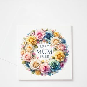 Best Mum Ever Greetings Card - Mothers Day Cards - Fun Typography Card Recycled Envelope Cardstock