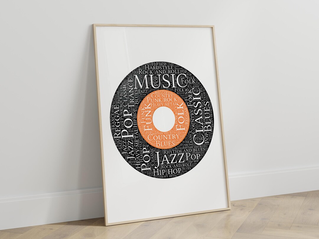 Music Genre Word Art Wall Print – Vinyl Record Style Poster