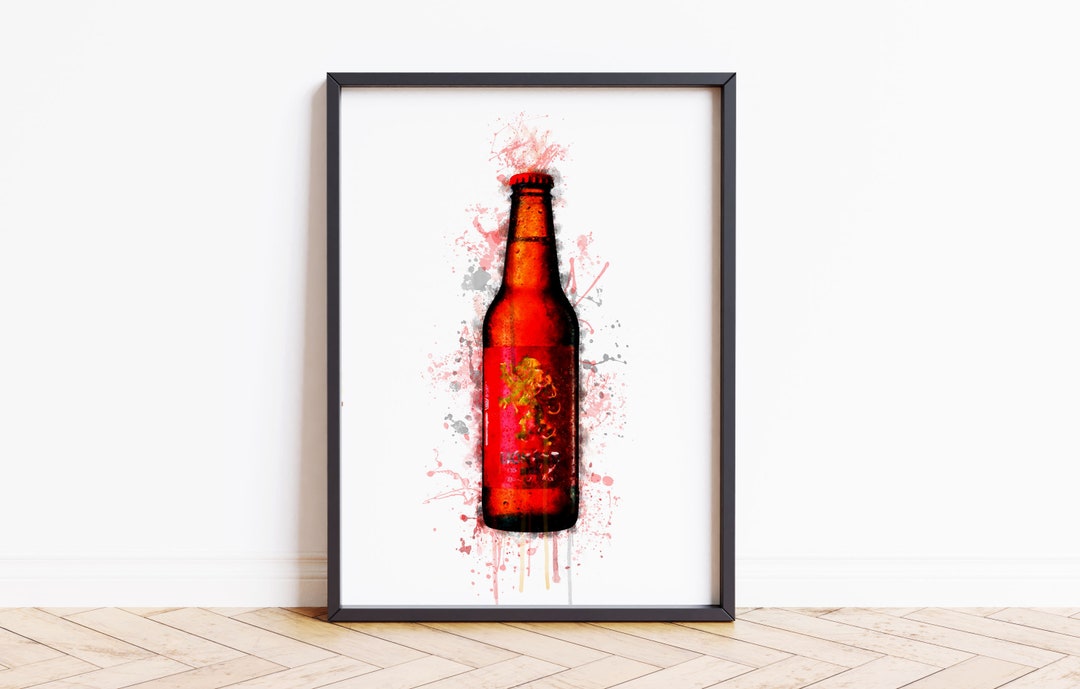 Watercolour Paint Splash Red Beer Bottle Print Poster Wall Art A1 A2 A3 watercolour-paint-splash-red-beer-bottle-print-poster-wall-art-a1-a2-a3