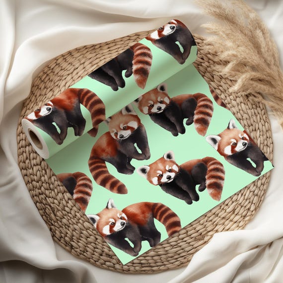 Red Panda Wrapping Paper Cute Animal Gift Wrap for Birthdays Christmas Baby Showers Zoo Lovers Party Supplies Unique Wildlife Design