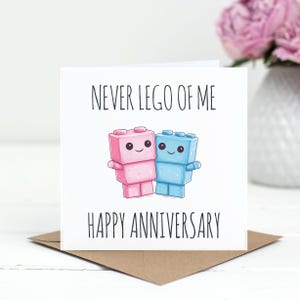 Never Lego Greetings Card - Valentines Day, Anniversary Cards - Fun Typography Card Recycled Envelope Cardstock