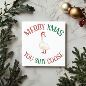 Merry Xmas You Silly Goos Grußkarte - Weihnachtsmütze Weihnachtskarten - Lustige Typografie Karte aus recyceltem Karton