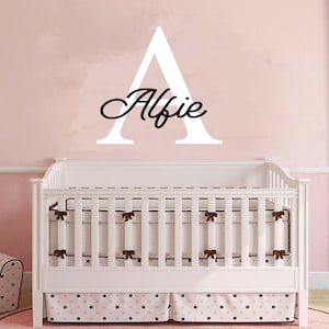 Personalised Name & Initial Vinyl Wall Sticker - Kids Bedroom Walls Nursery Decal - Colourful Stickers - Custom Names