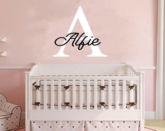 Personalised Name & Initial Vinyl Wall Sticker - Kids Bedroom Walls Nursery Decal - Colourful Stickers - Custom Names