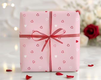Valentines Hearts Wrapping Paper - Stationery - Gift Wrapping for Anniversary, Birthdays, Mothers Day - Gifts