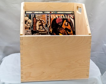 Vinyl Record Storage Crate – High Wall LP Storage Box – Flip Through Album Organizer – Protective Record Storage - Engravings Available!