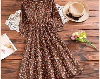 Brown Floral Dress - Etsy