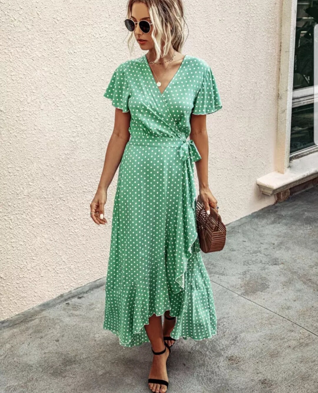 Summer Maxi Dress Women With Polka Dots and Ruffles Long - Etsy