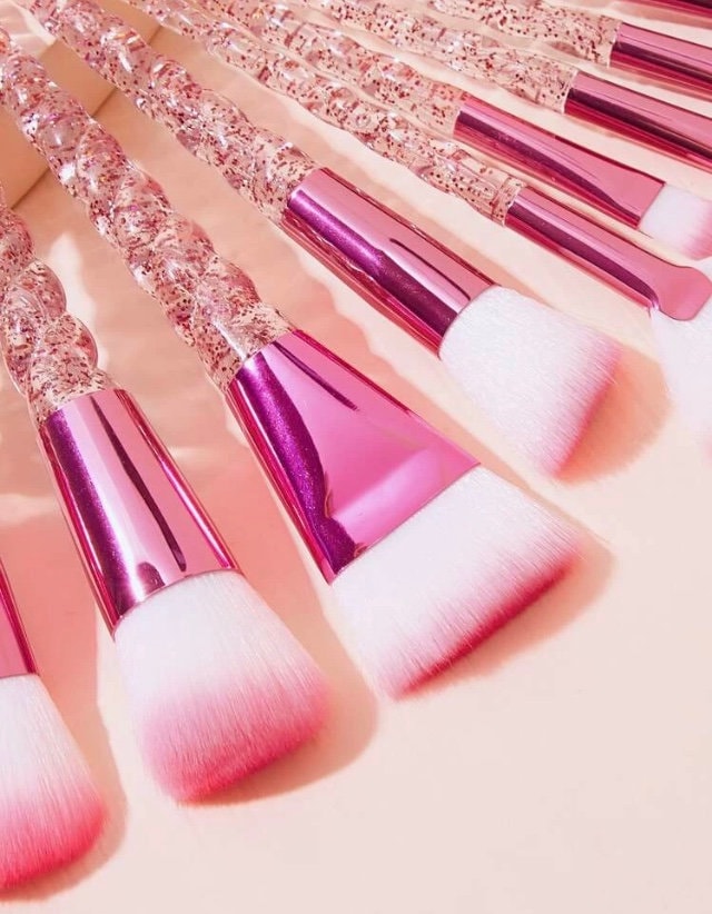 10 Piece Spiral Glitter Makeup Brush Set Etsy