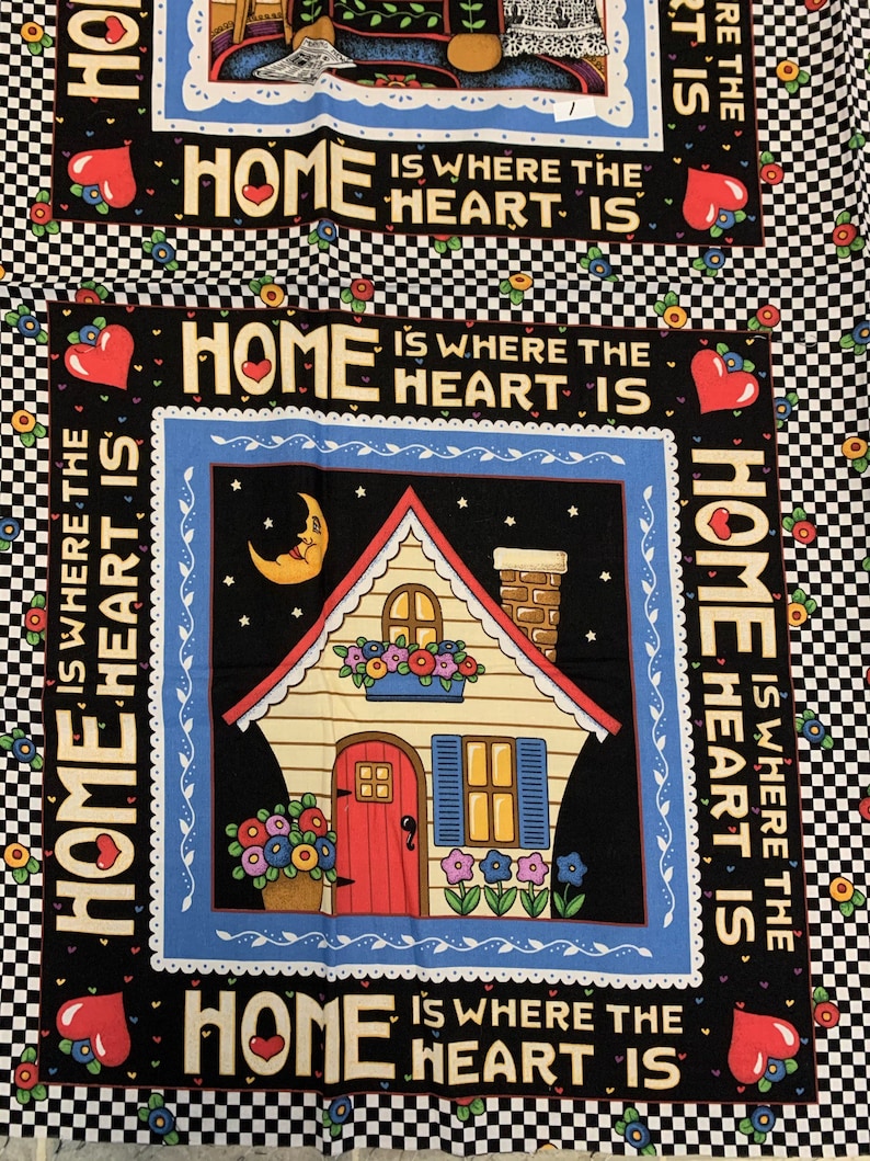 Mary Engelbreit Home Is Where The Heart Is Fabric Pillow Quilt Two Squares