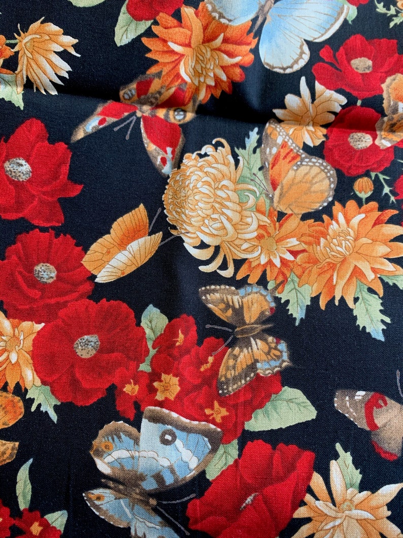 12 Yd Vintage 1997 Alexander Henry \u201cButterfly Garden\u201d Cotton Fabric
