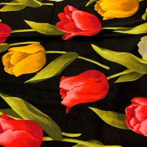 1/2 Yd Vintage Alexander Henry Tulip Floral Flower Cotton Fabric 437