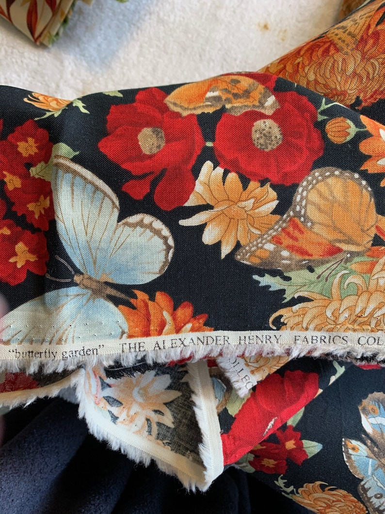 12 Yd Vintage 1997 Alexander Henry \u201cButterfly Garden\u201d Cotton Fabric