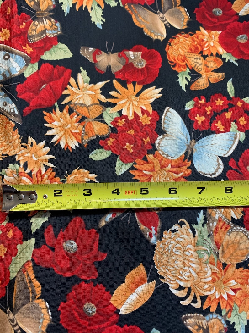 12 Yd Vintage 1997 Alexander Henry \u201cButterfly Garden\u201d Cotton Fabric