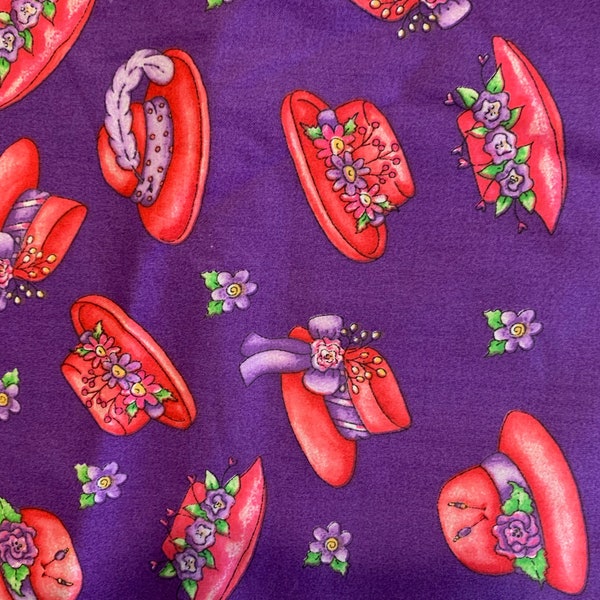 1/2 Yd Vintage Red Hat Society by Dianna Marcum for Marcus Brothers Cotton Fabric