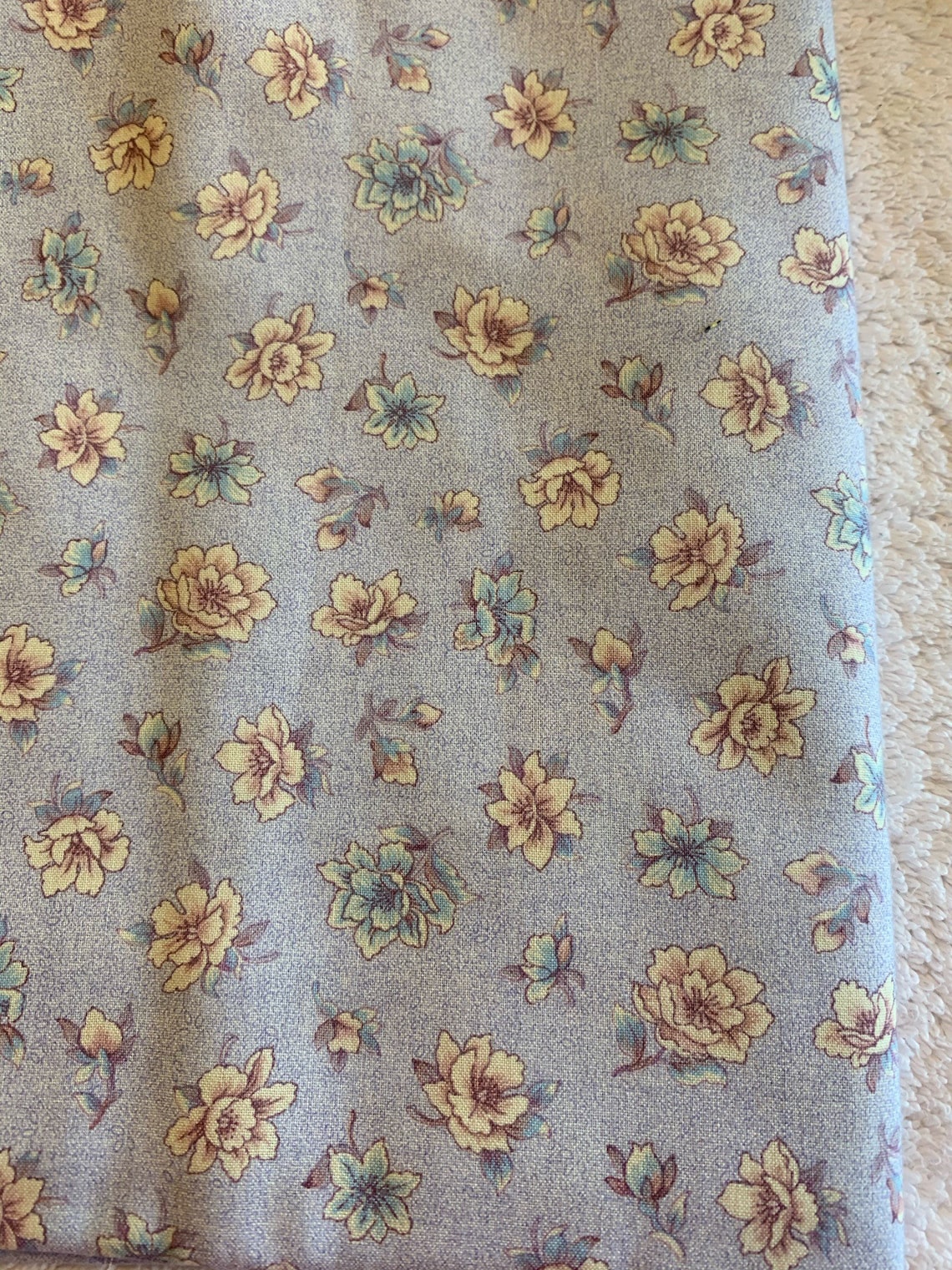 1/2 yd VIntage Blue Floral Cotton Fabric by Peter Pan FABRICS Etsy