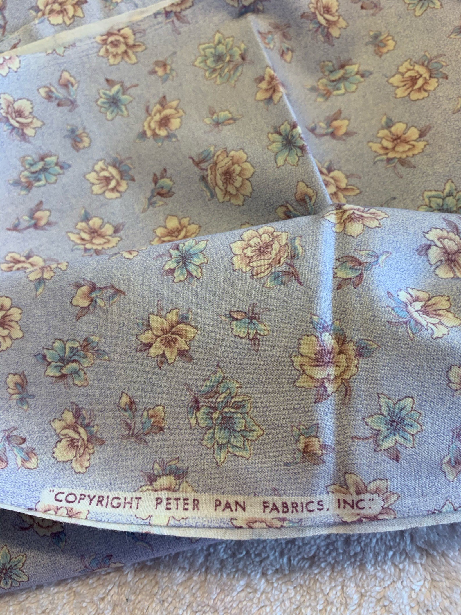 1/2 yd VIntage Blue Floral Cotton Fabric by Peter Pan FABRICS Etsy