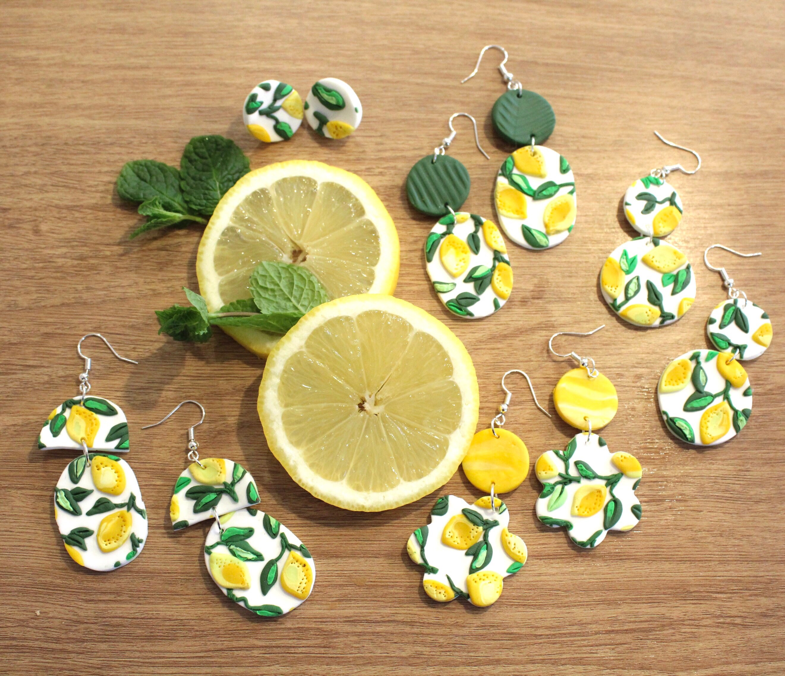 Lemon Fruit Earrings Yellow Clay Earrings Lemon Earring Etsy Singapore