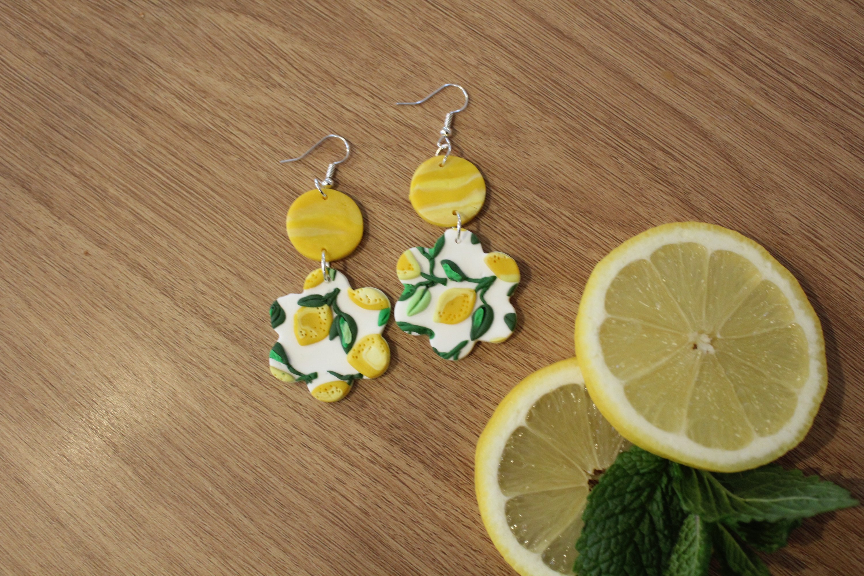 Lemon Fruit Earrings Yellow Clay Earrings Lemon Earring Etsy UK