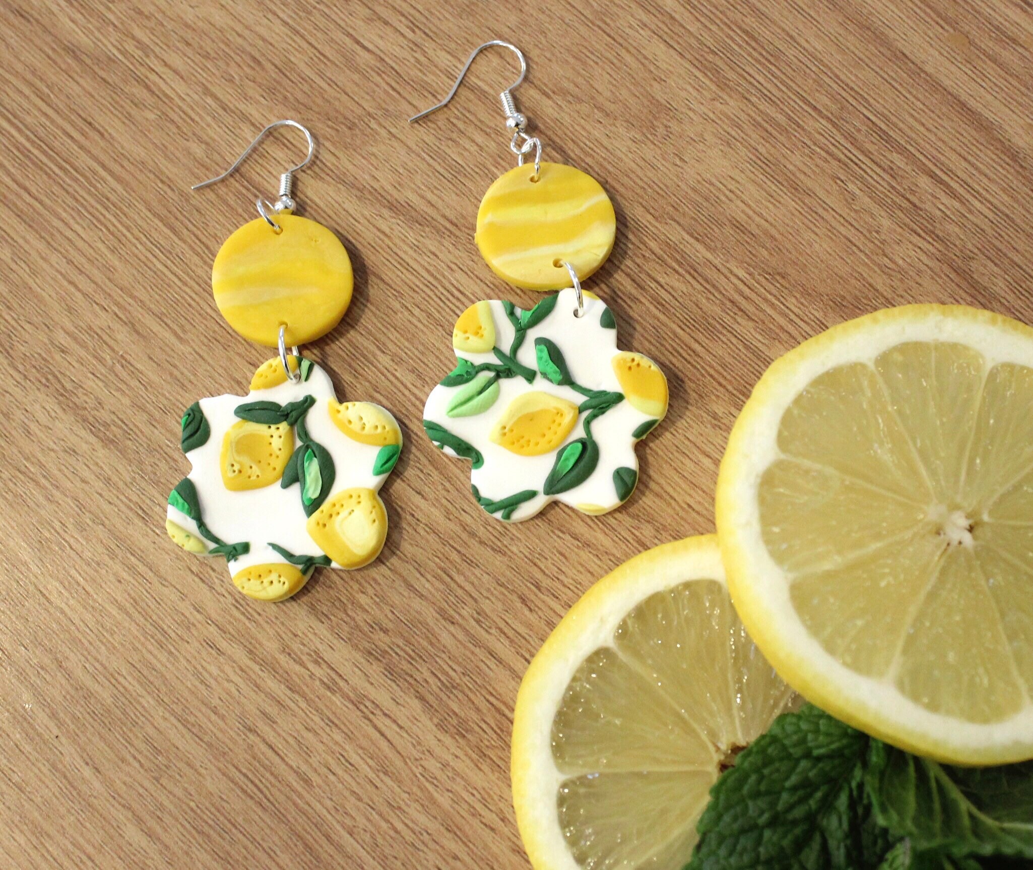 Lemon Fruit Earrings Yellow Clay Earrings Lemon Earring Etsy Singapore