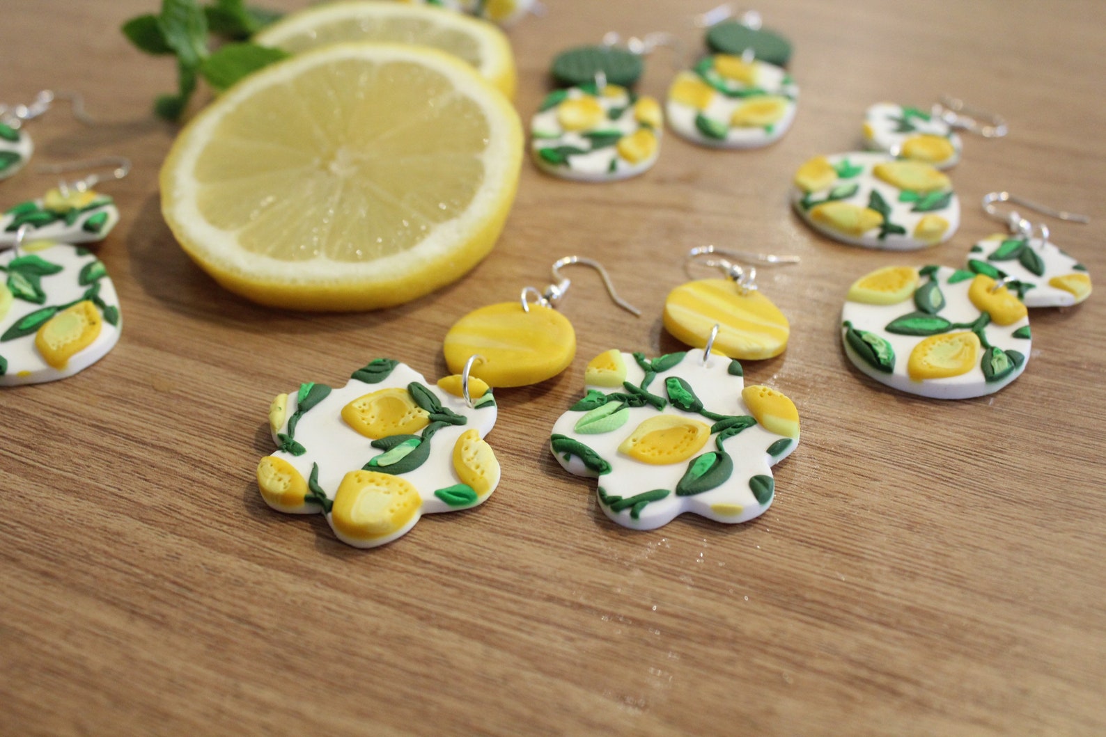 Lemon Fruit Earrings Yellow Clay Earrings Lemon Earring Etsy UK