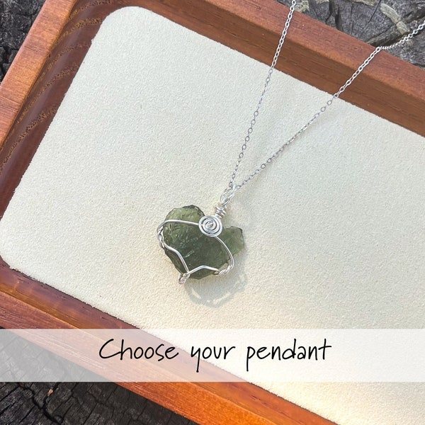 Minimalist Genuine Moldavite Silver Pendant (choose your pendant) handmade with love