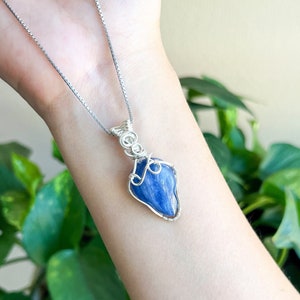 Natural Blue Kyanite Silver Pendant #5 (handmade jewelry)