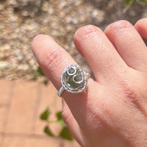 Genuine Raw Moldavite Silver Ring (US Size 7) handmade jewelry
