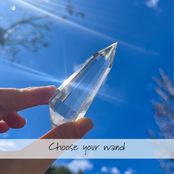 Small Natural Water-Clear Quartz Vogel Wand (choose your wand) 12-Sided Vogel wand